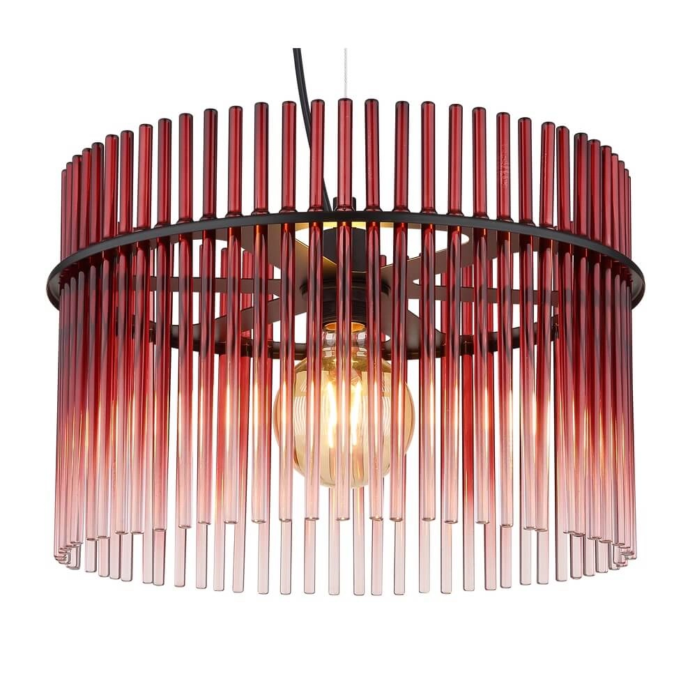 Zwarte hanglamp Gorley met rood glas Ø 40cm Globo 9007371462964