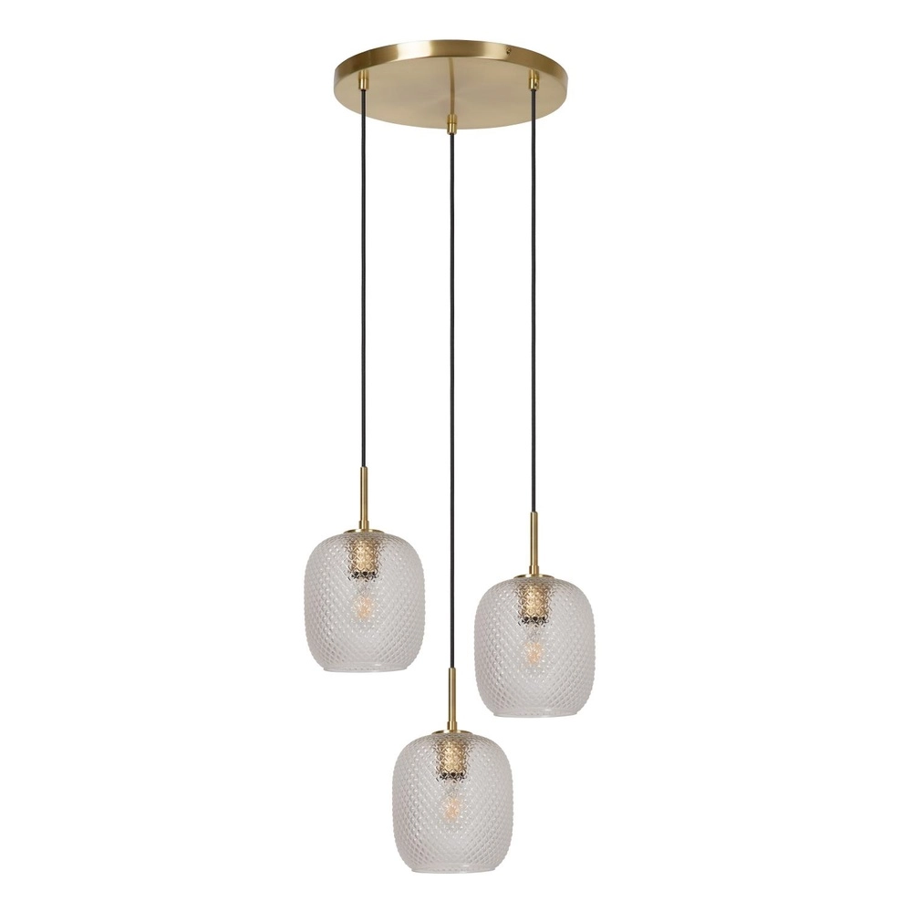 Strakke hanglamp Alicent goud 3-lichts
