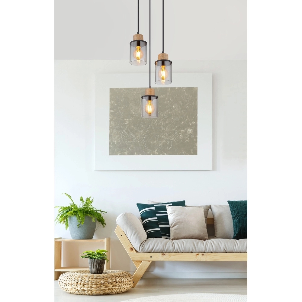 3-lichts hanglamp Reid rond zwart Globo 9007371457250
