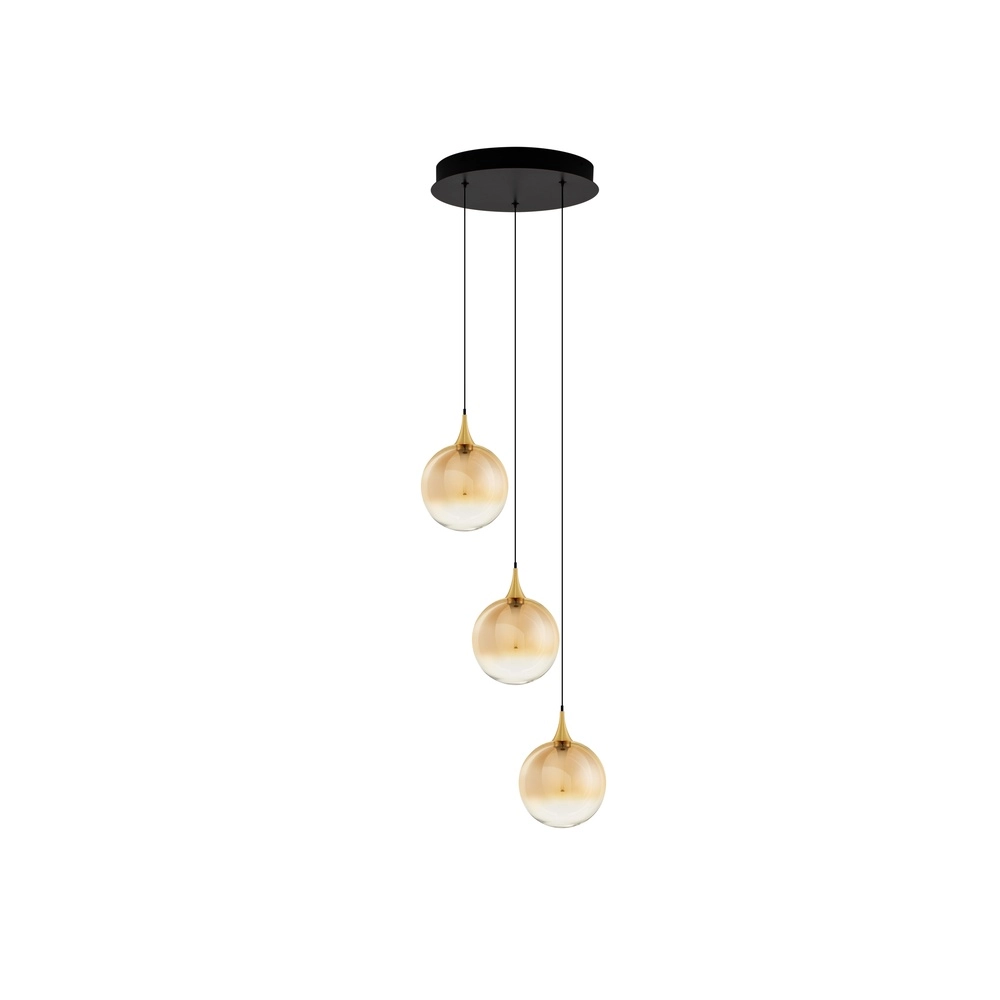 Pendant lamp Orenda 3-light amber glass Lyora 5212017477637