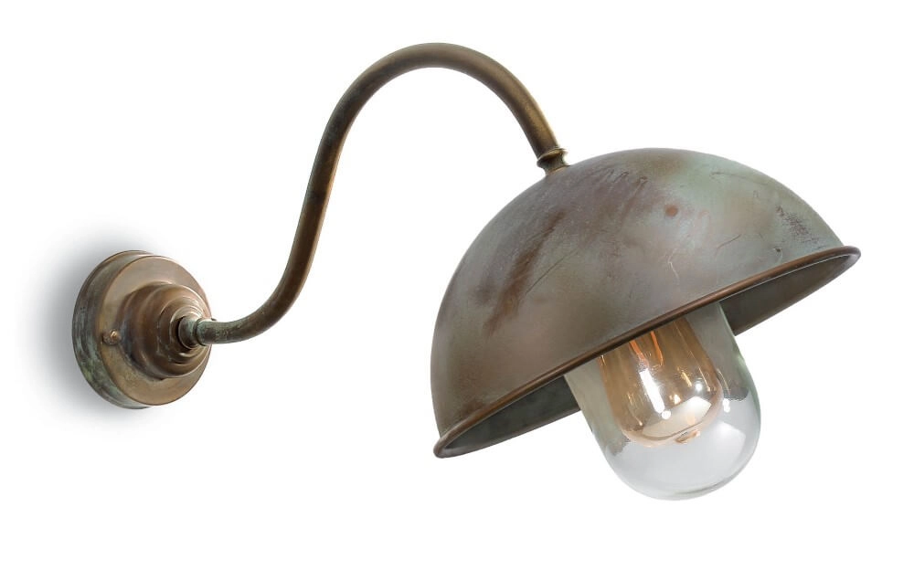 Schuine buitenlamp Circle verouderd messing