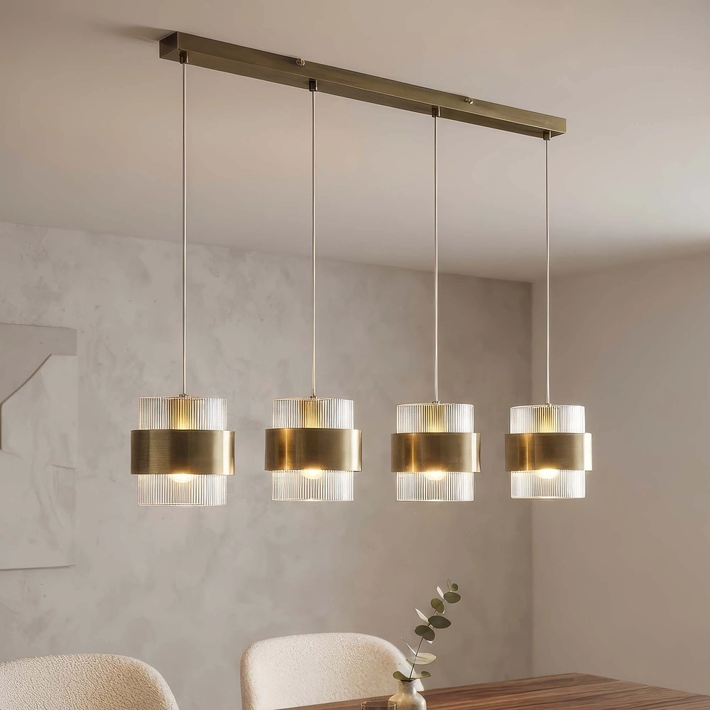 Hanglamp Royal 4-lichts antiek messing Searchlight 5,05342E+12