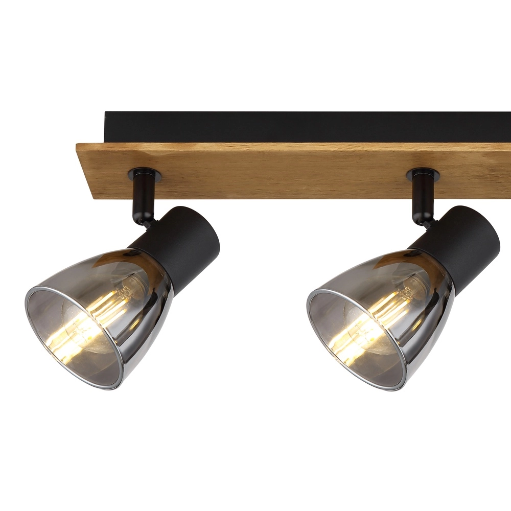 Plafondlamp Claude 3-lichts zwart met hout Globo 9007371431212