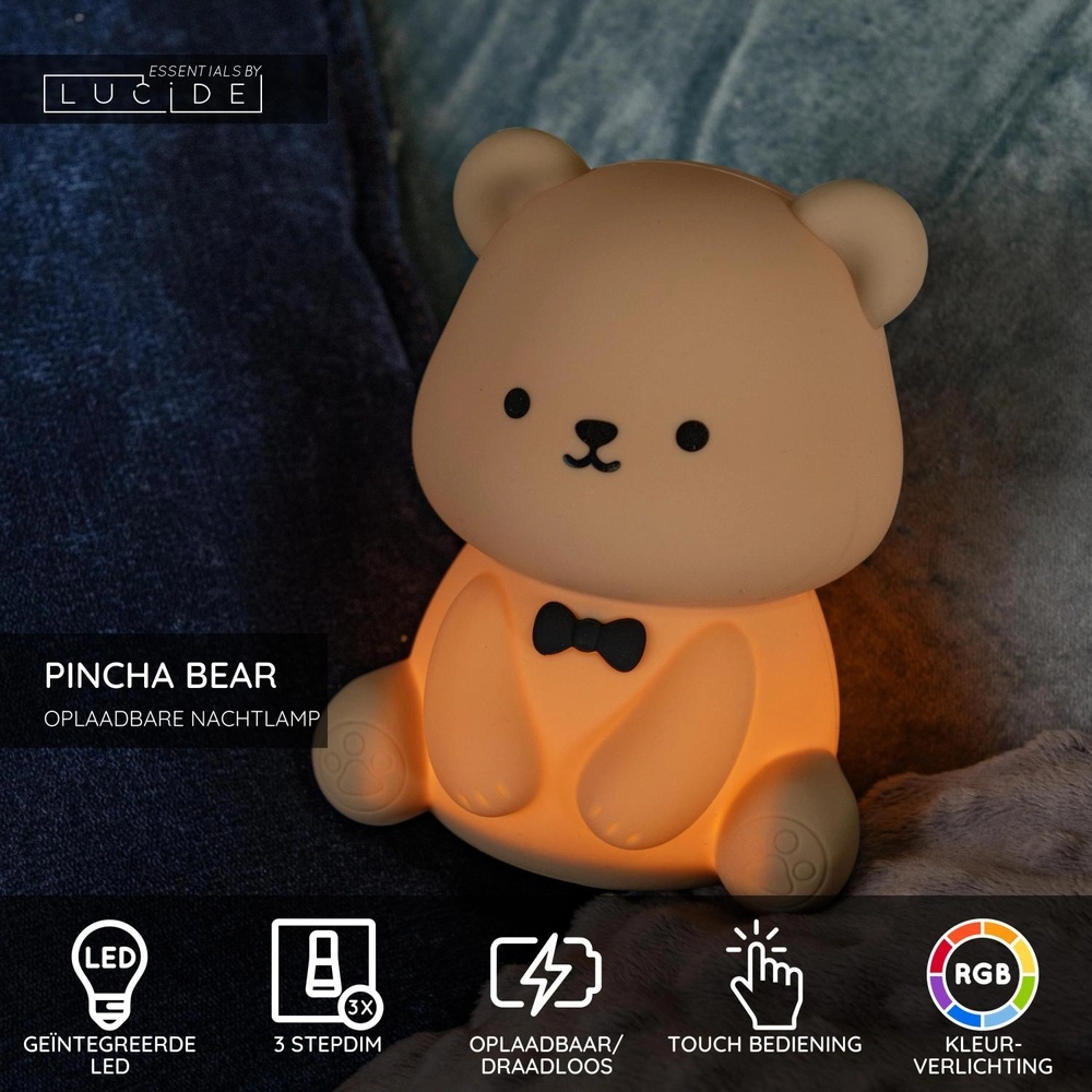 Kinderkamer nachtlampje Pincha Bear beertje Lucide 5411212541369