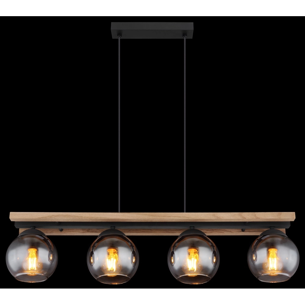 4-lichts hanglamp Conni zwart met hout Globo 9007371451739