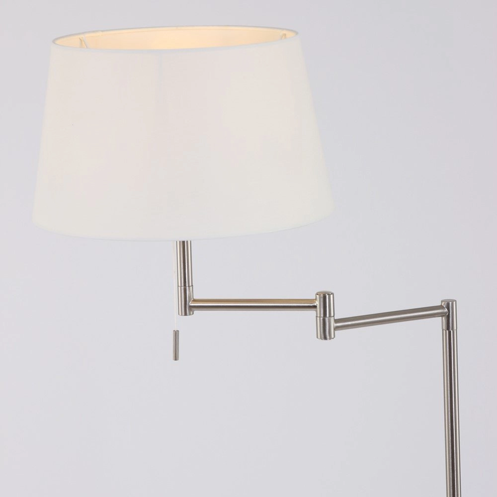 Vloerlamp Mexlite 154cm metaalgrijs met witte kap Steinhauer 8712746048094