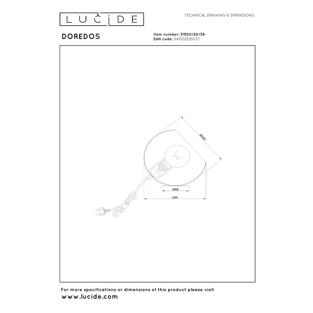 Tafellampje Doredos Ø 20cm zand bruin Lucide 5411212510037