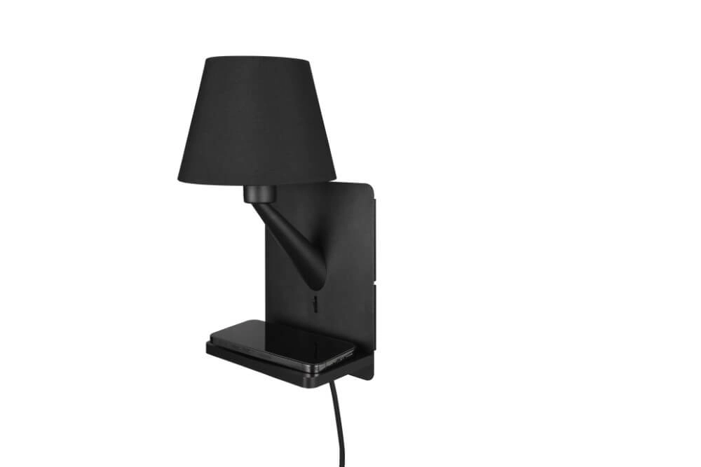 Strak nachtlampje Comfort zwart - met usb Trio 4017807614763