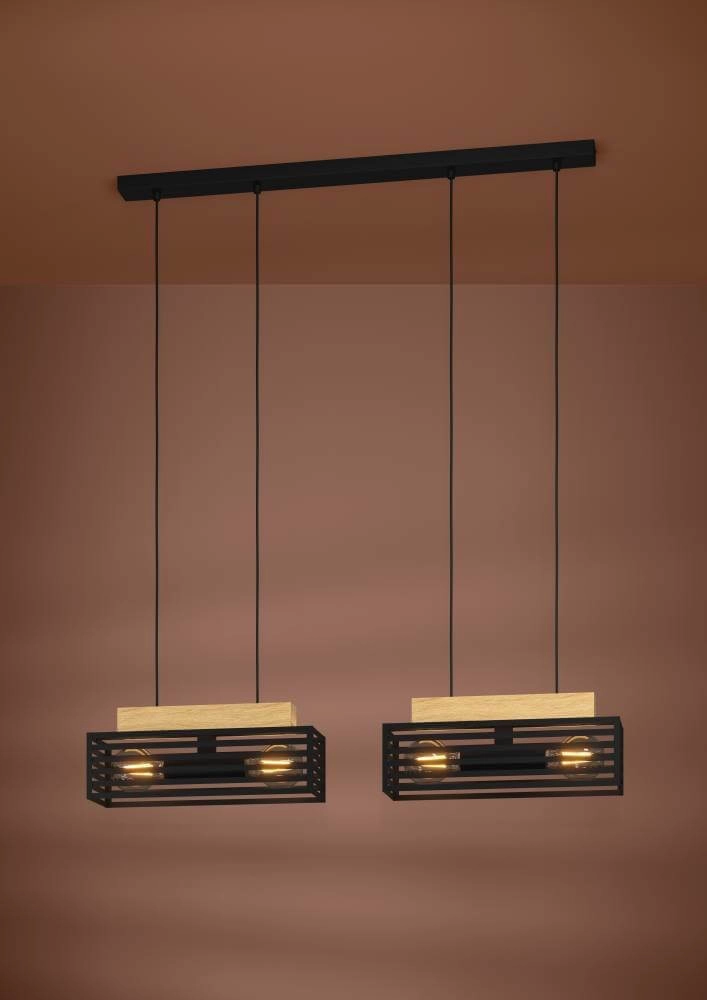 Hanglamp Cidraz vierkant met hout Stars of Light 9008606242740