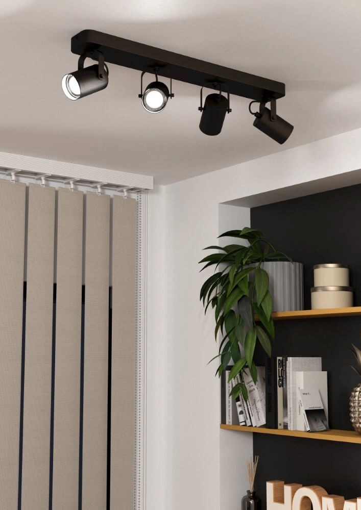 Zwarte plafondspot Sorego 4-lichts Eglo 9008606239092