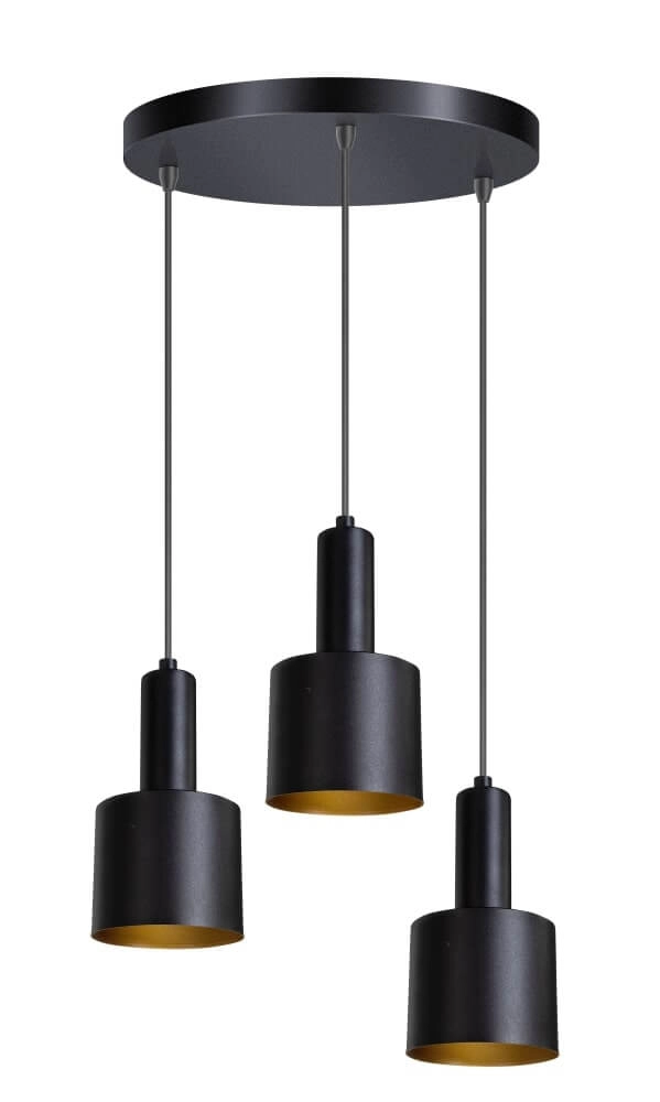 Zwarte hanglamp Sledge 3-lichts zwart met goud Zwarte hanglamp Sledge 3-lichts zwart met goud