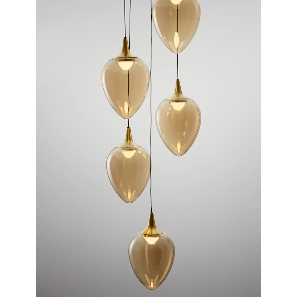 Hanglamp Nali 5-lichts amber glas