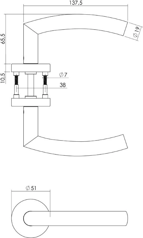 Deurklink Rond op rozet RVS Ø 51mm Intersteel 8714186422601