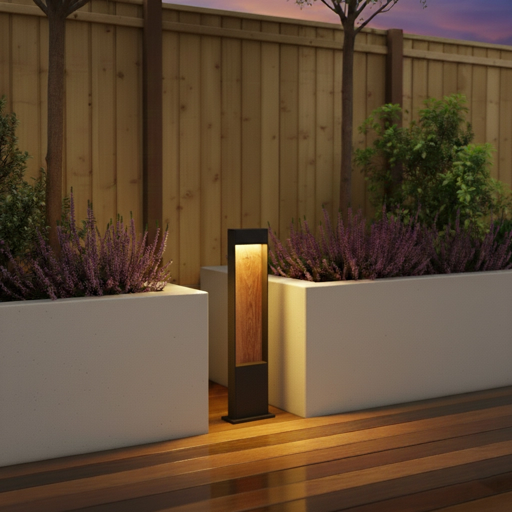 Terrasverlichting Flatt 65cm antraciet met houtbruin SLV 4024163231510