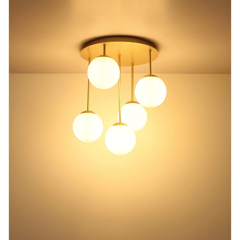 5-lichts plafondlamp Harmon champagne Globo 9007371580545