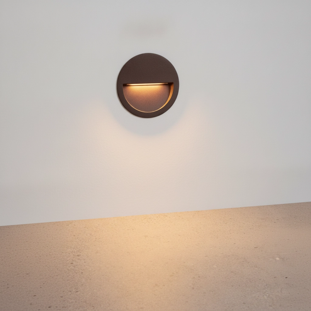 Ronde inbouw wandlamp Sete roestbruin