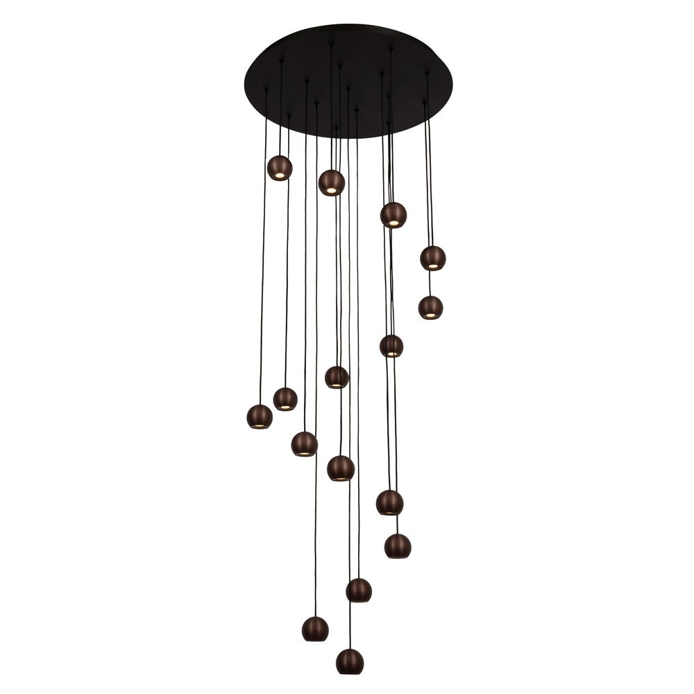 Design vide hanglamp Montana 16-lichts koffie bruin