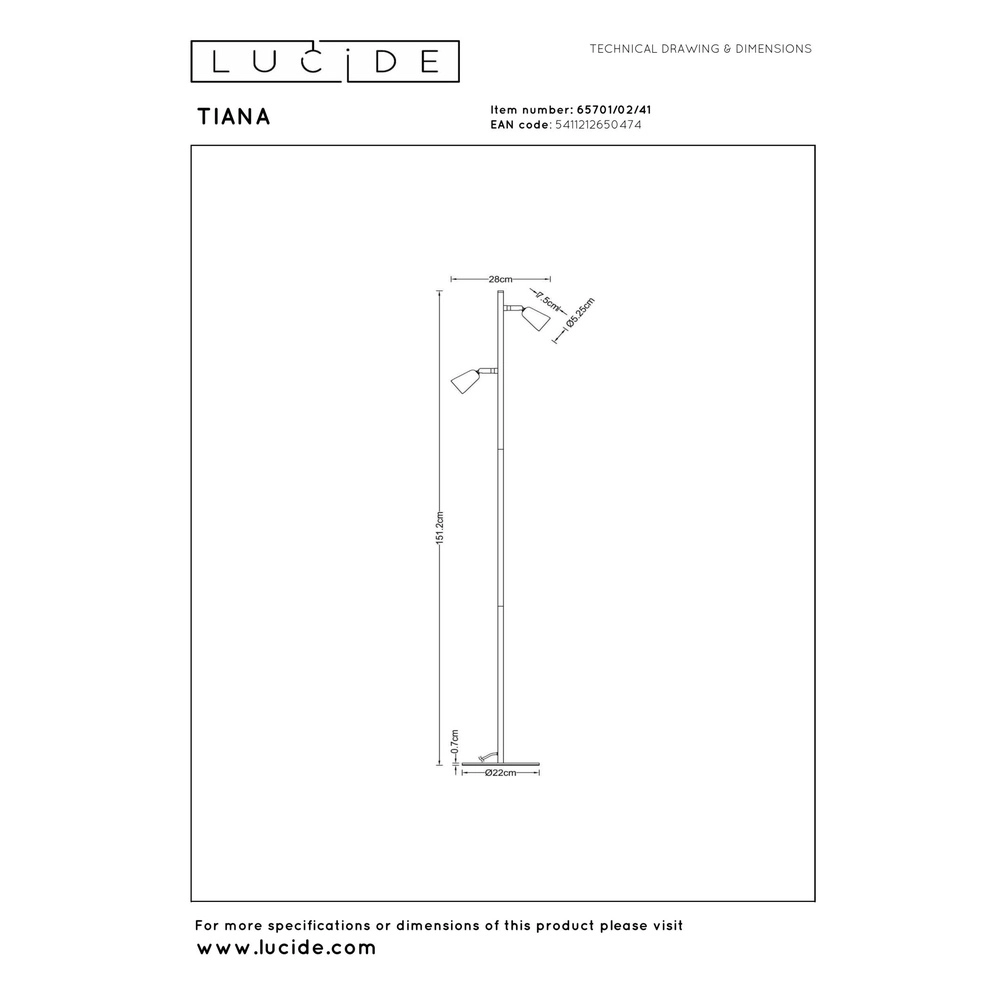 Design leeslamp Tiana taupe Lucide 5411212650474