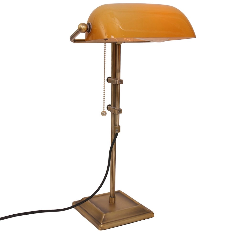 Bankierslamp Ancilla brons met bruin Bankierslamp Ancilla brons met bruin