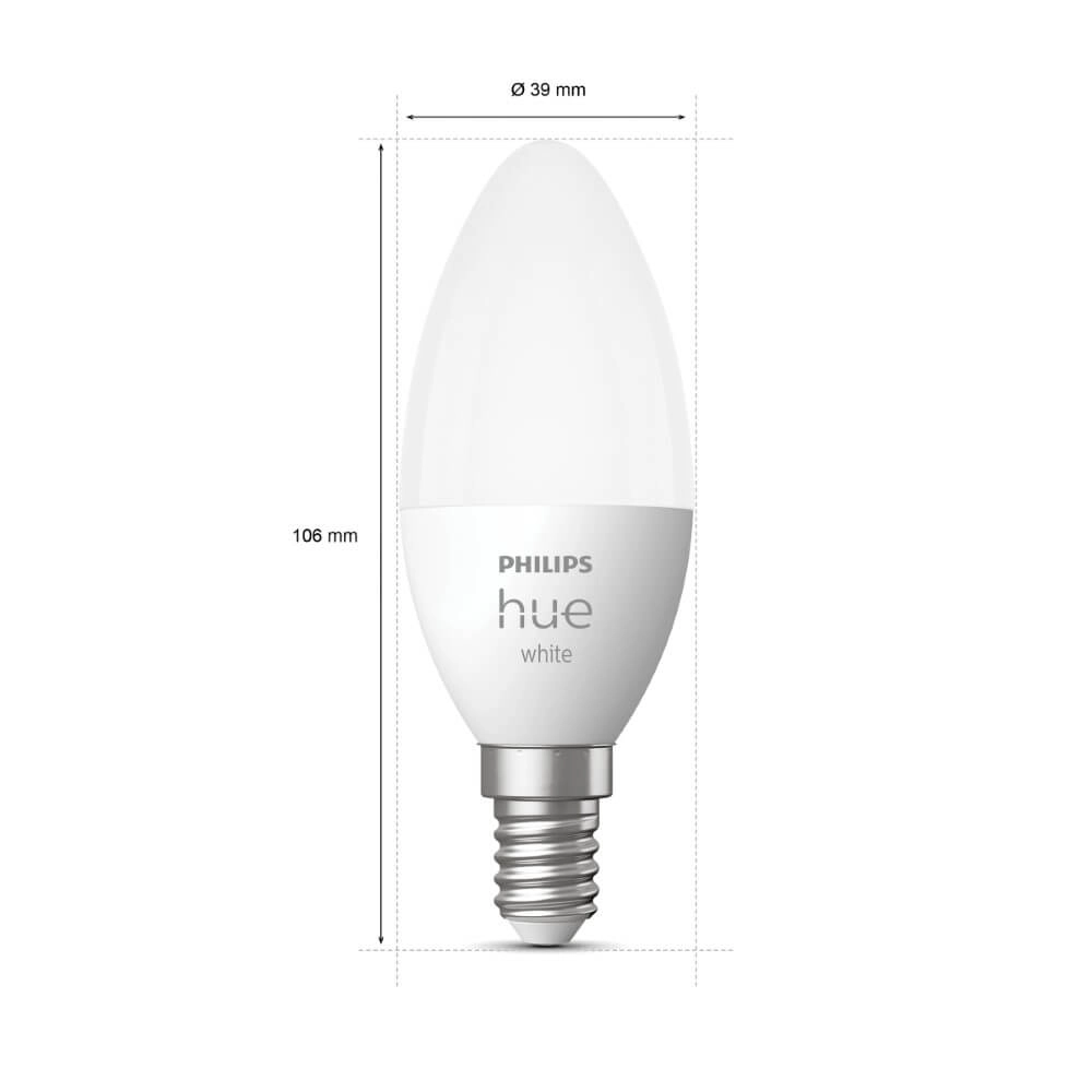 Lichtbron kaars Hue - E14 - 6W - White set van 2 Philips 8719514320628