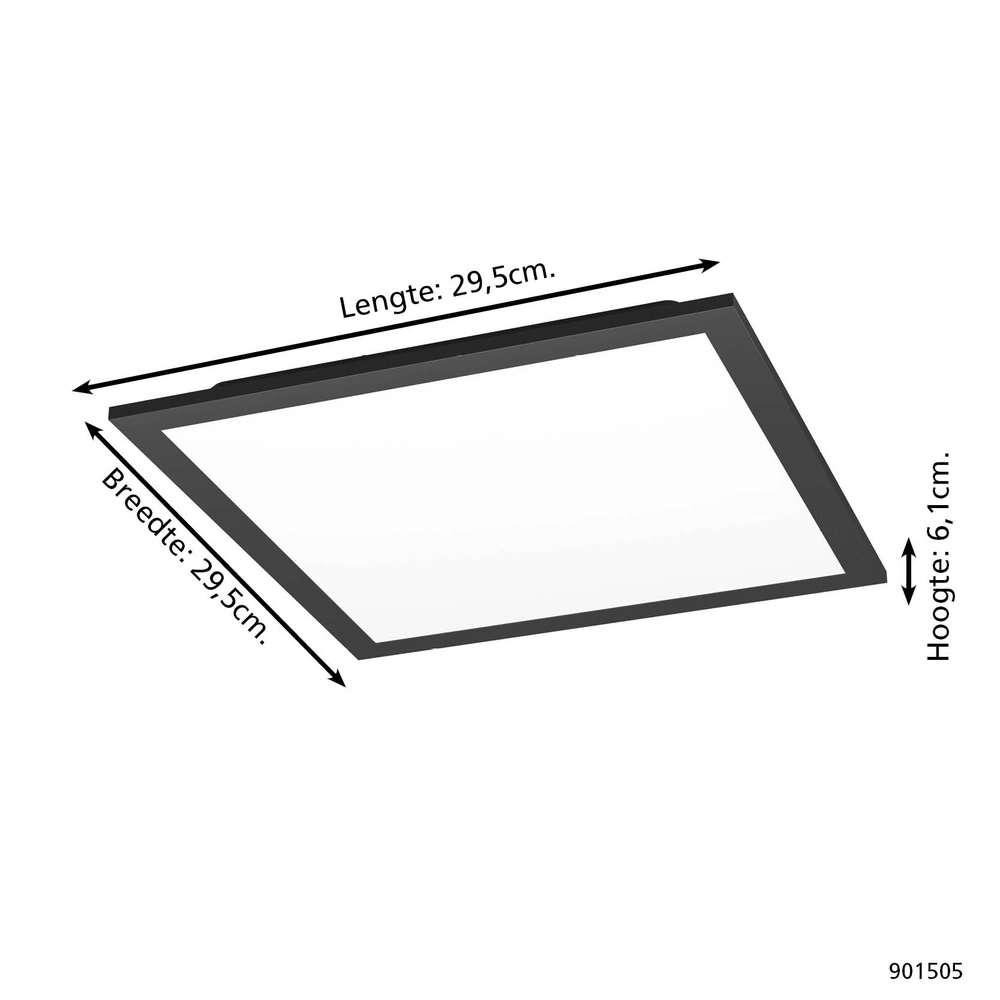 Smart plafondlamp Moradillo-Z zwart vierkant 29,5cm Eglo 9008606342105