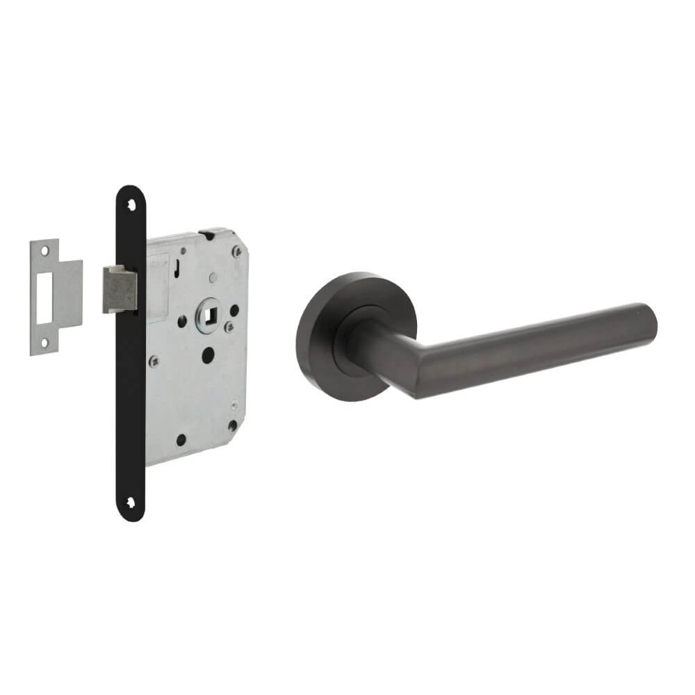 Compleet deurklinkset Bastian antraciet