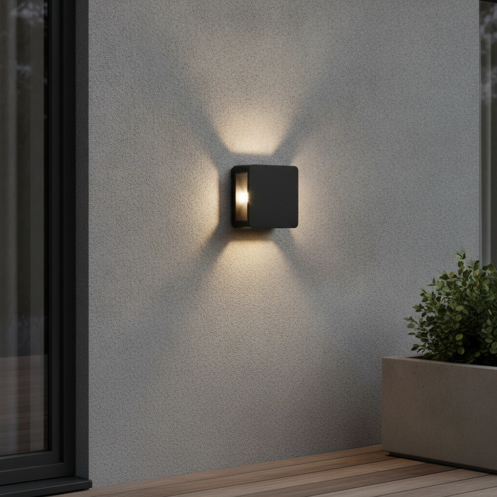 Vierkante wandlamp Serika antraciet