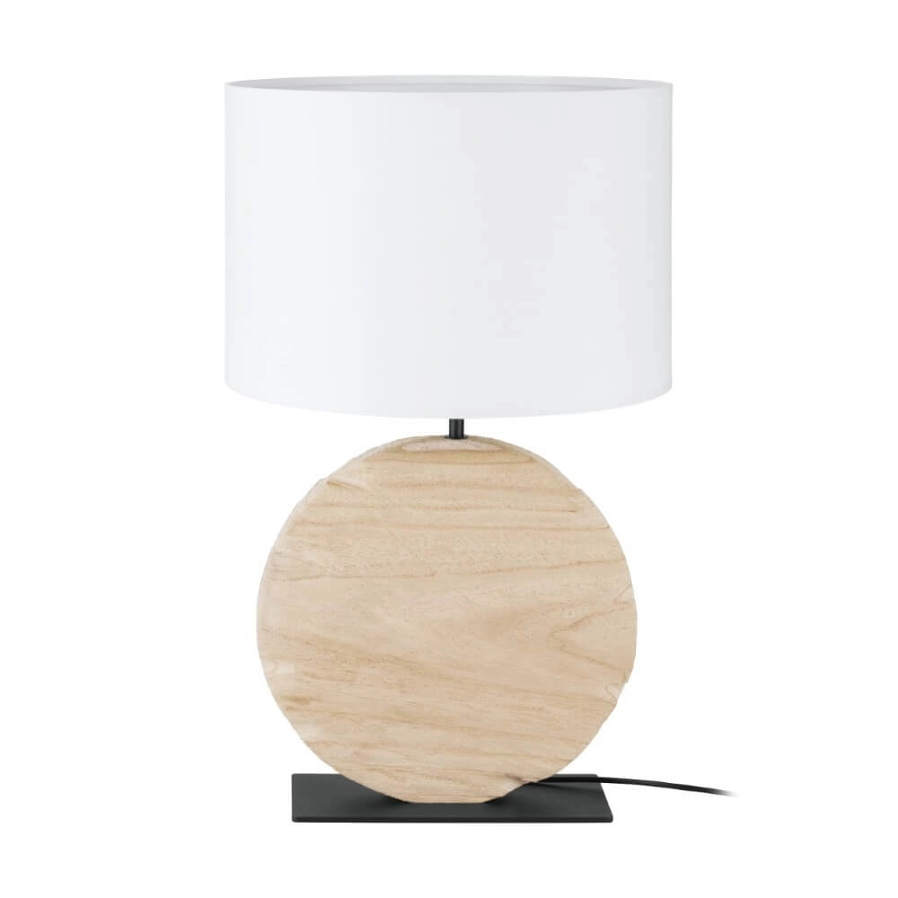 Tafellamp Contessore rond hout met wit Tafellamp Contessore rond hout met wit