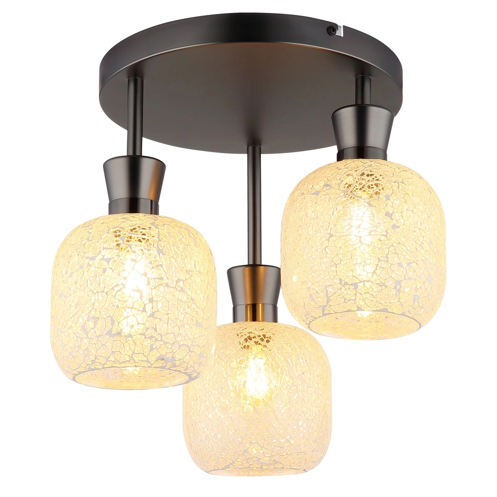 3-lichts plafondlamp Brokana gunmetal