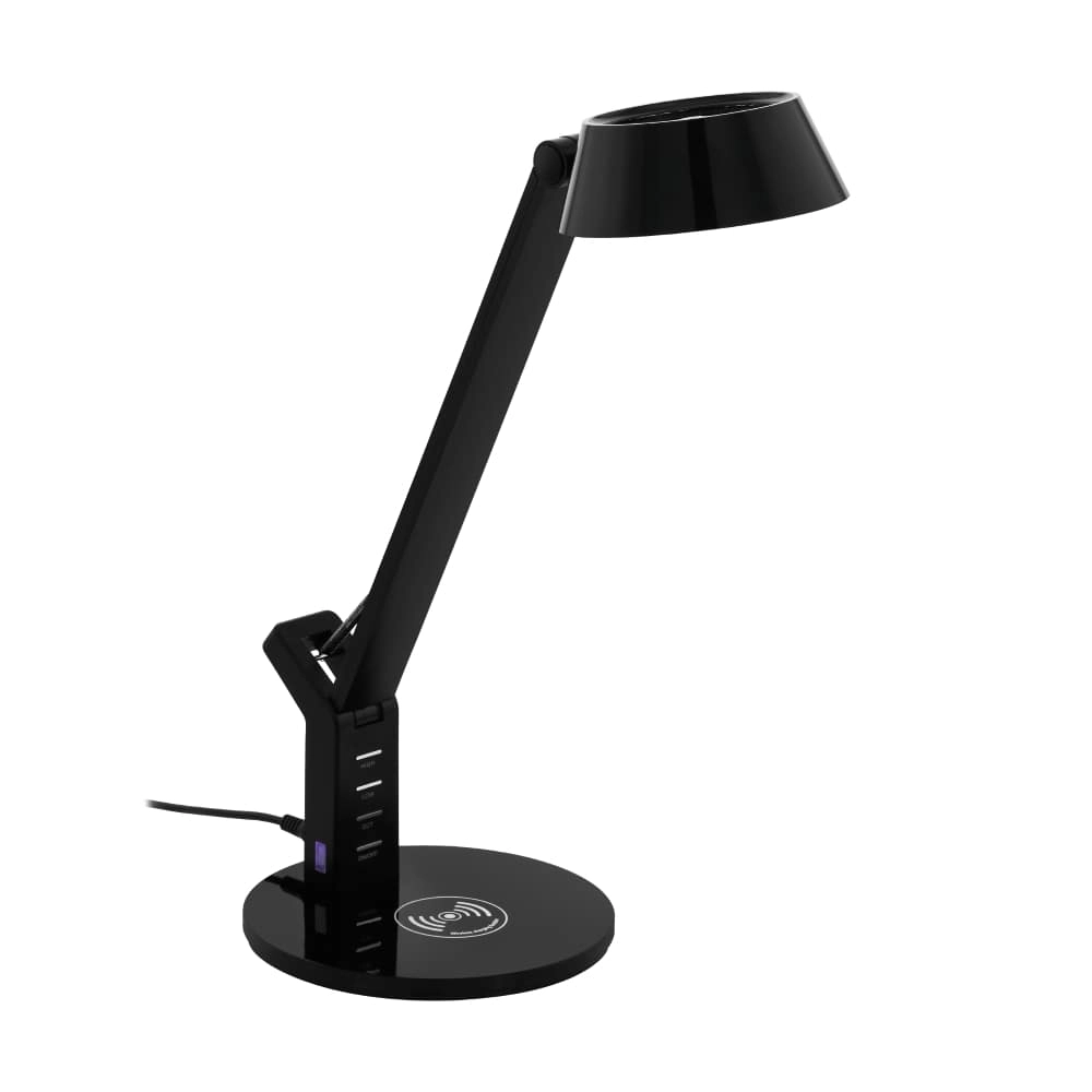 Zwarte bureaulamp Banderalo met oplaadpaneel Zwarte bureaulamp Banderalo met oplaadpaneel