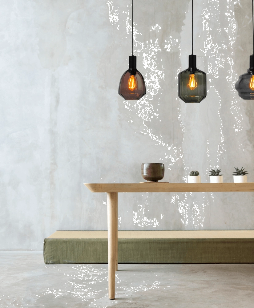 3-lichts hanglamp - zwart - Porto met verschillende glazen Masterlight 8718121270104