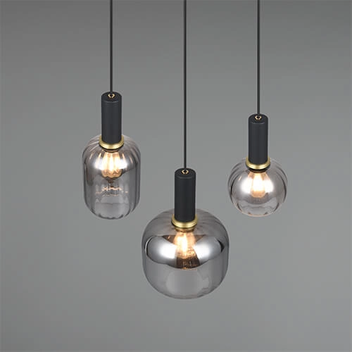 Eetkamer hanglamp Diva 3-lichts - smoke glas Trio 4017807614565