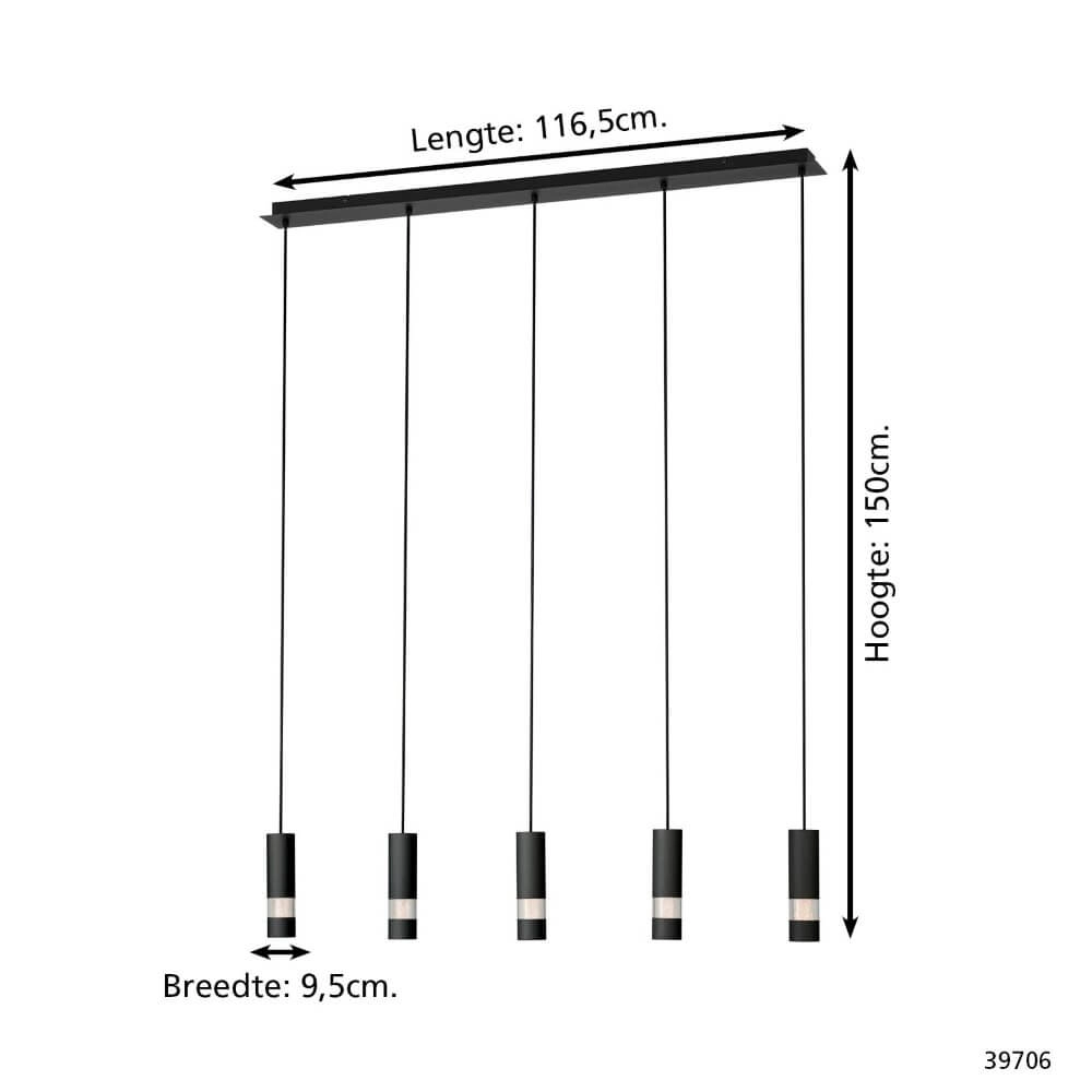 Hanglamp 5-lichts Bernabeta zwart Stars of Light 9002759397067