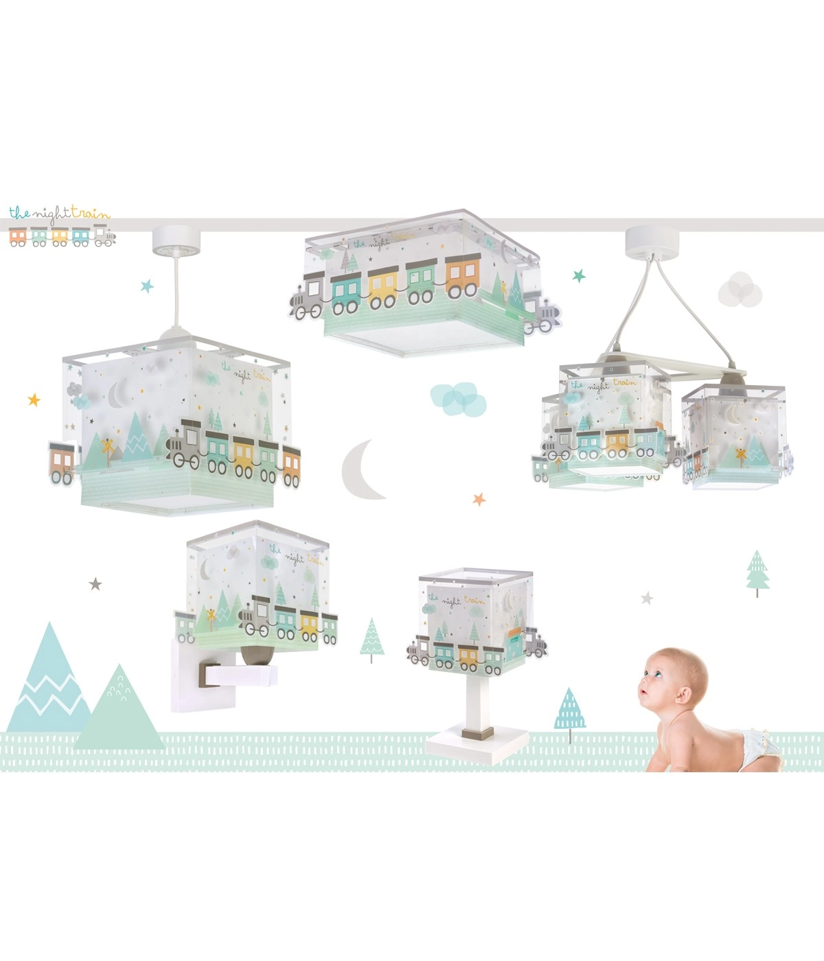 Wandlamp Night Train grijs glow in the dark Dalber 8420406635392