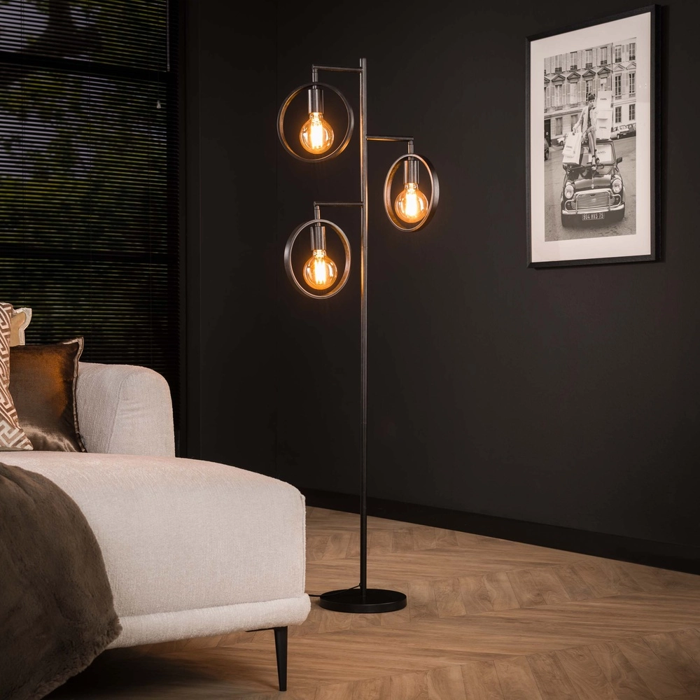3-ringen vloerlamp Ring zwart - E27 Lyora 8716803511743