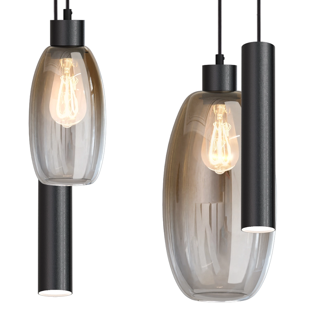 Glazen hanglamp Olive 4x glas - 2x Run - zwart Masterlight 8718121396835