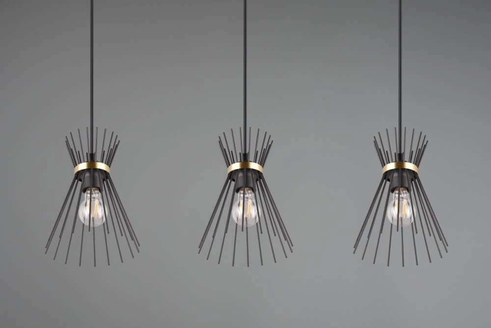 Hanglamp Rod design zwart 3-lichts Trio 4017807576771