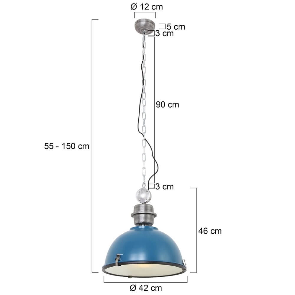 Hanglamp Bikkel blauw met metaalgrijs Steinhauer 8712746105162
