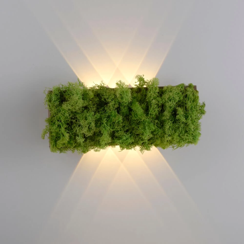 Rechthoekige plafondlamp Green Carlo met mos Just Light 4043689994853