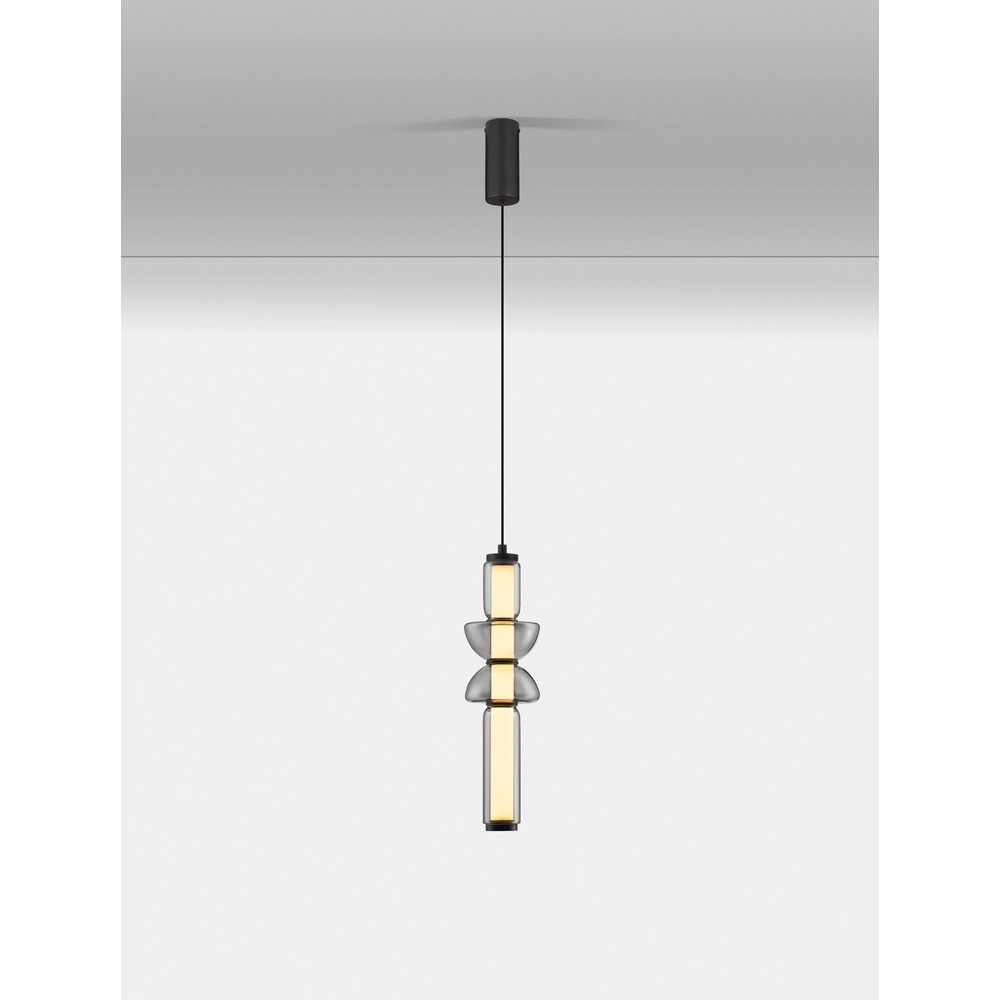 1-lichts hanglamp Ulon smoke glas