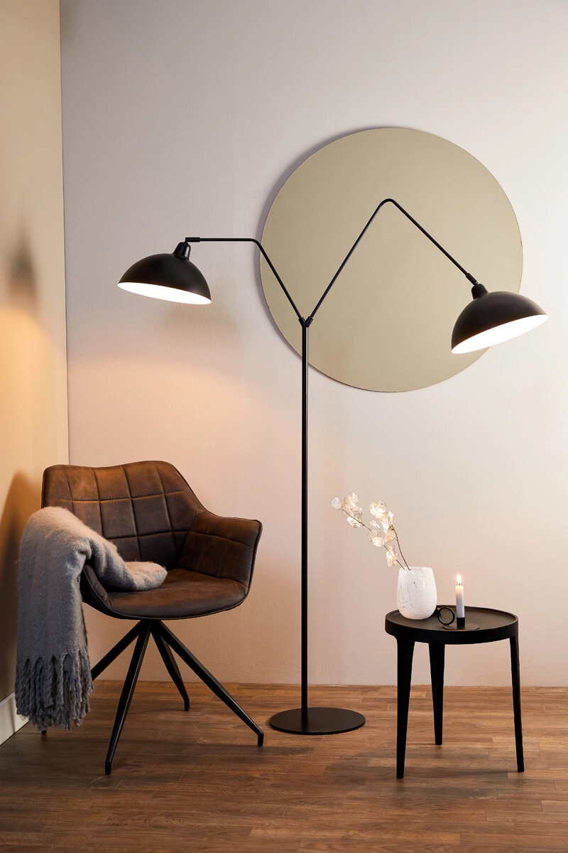 Zwarte vloerlamp Orion 2-lichts