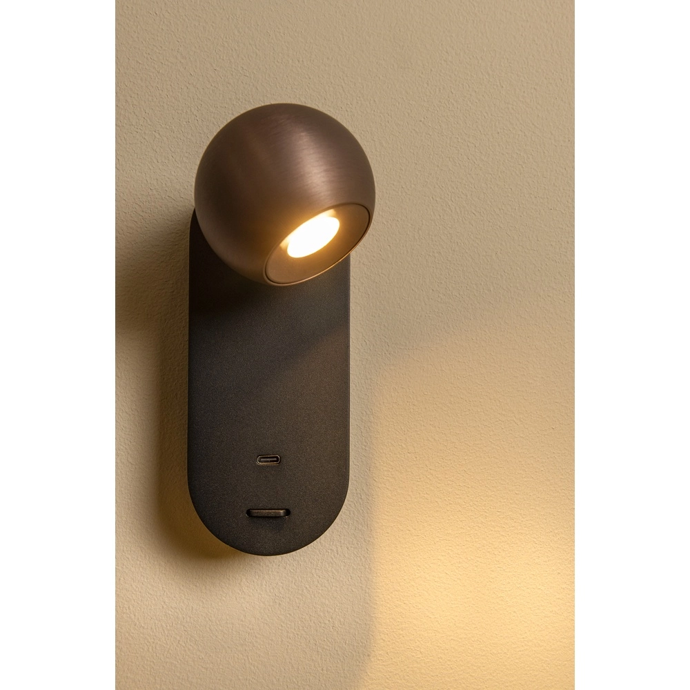 Wandlamp bol Montana design koffie bruin Premium by Lucide 5411212680136