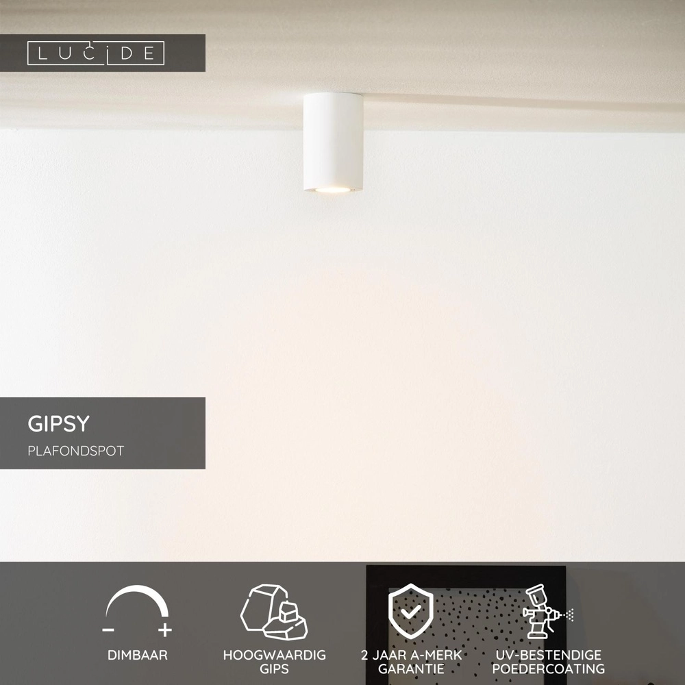 Plafondspot Gipsy 11,2cm wit Lucide 5411212351432