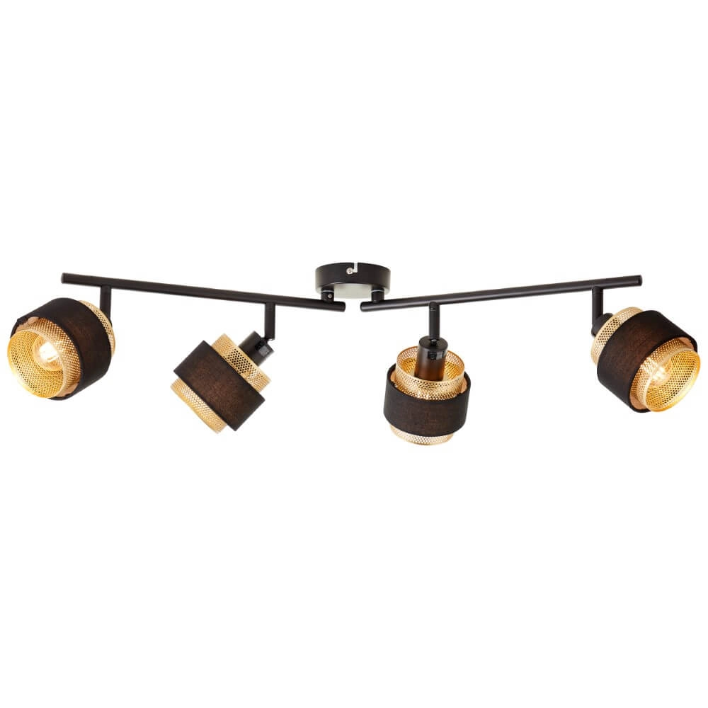 4-lichts plafondlamp Grove zwart met goud Brilliant 4004353424120