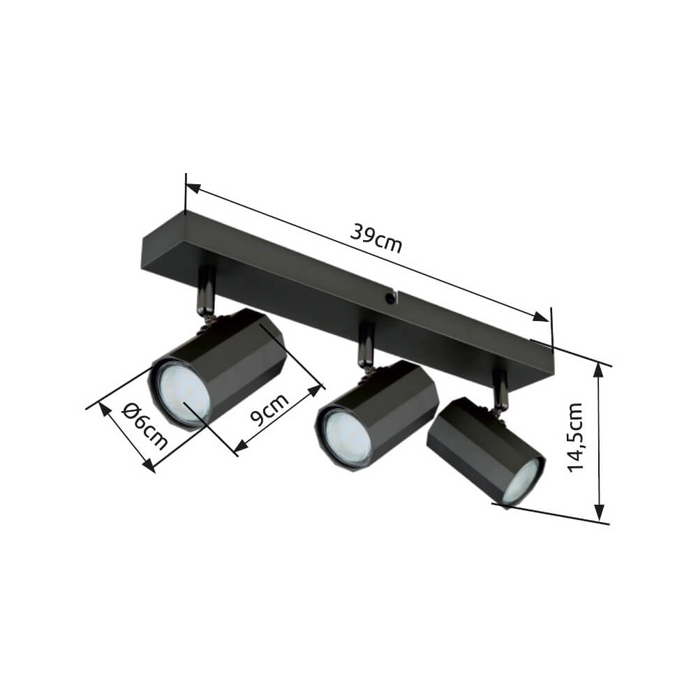 Grijze plafondlamp James 3-lichts Globo 9007371447848
