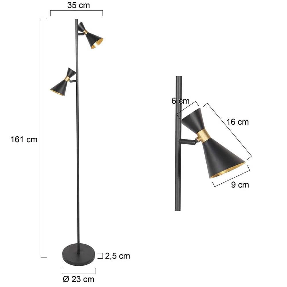 Design vloerlamp Preto zwart met goud Steinhauer 8712746176315