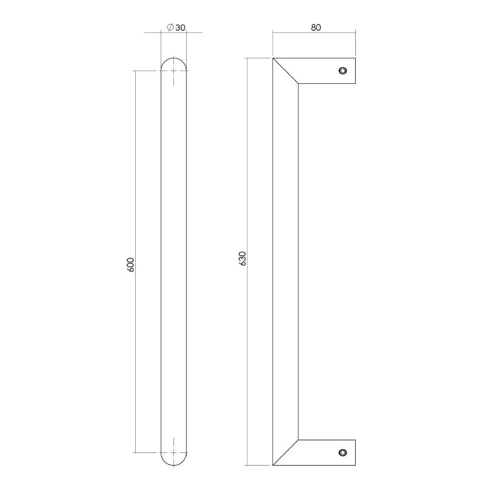 Deurgreep recht Gripon 63cm RVS Intersteel 8714186465257