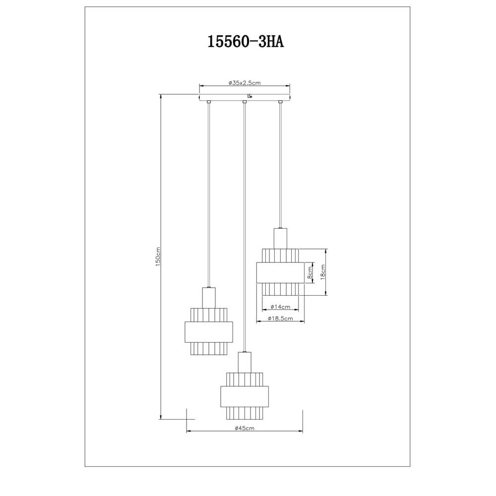Hanglamp Milley brons Ø 45cm 3-lichts Globo 9007371465675