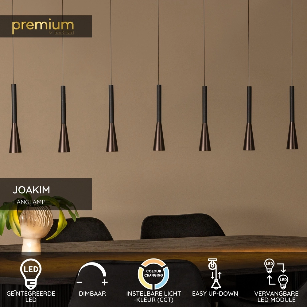 Design hanglamp Joakim 7-lichts koffie bruin Premium by Lucide 5411212242129