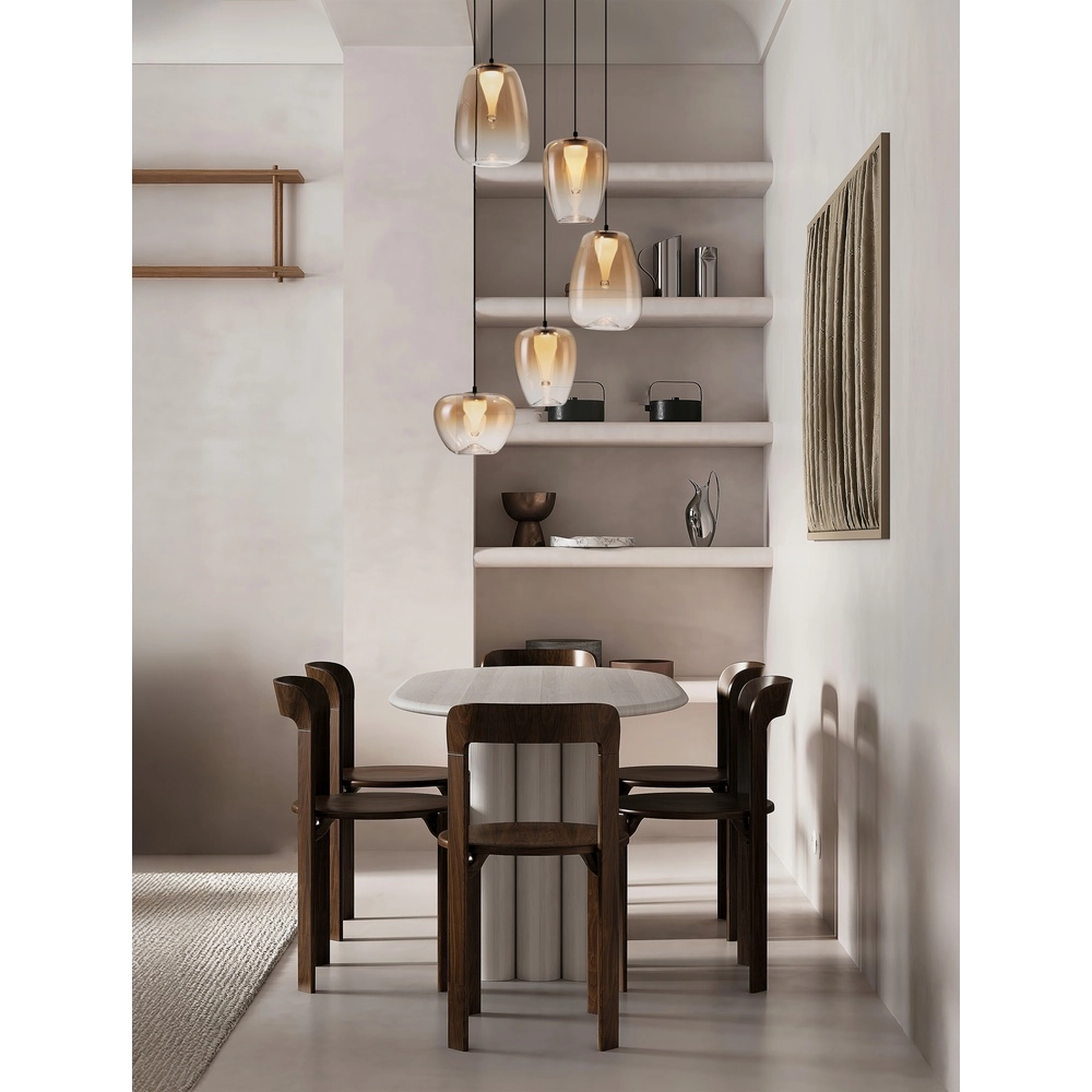 Design hanglamp Oblo 5-lichts amber glas Lyora 5212017474155
